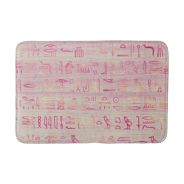 Ägyptische Hieroglyphen in Rosa Badematte (Vorderseite)