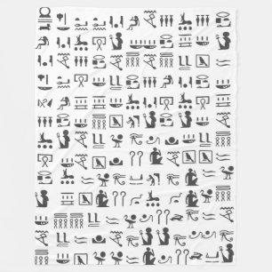 Ägyptische Hieroglyphen in Schwarz und Weiß Fleecedecke