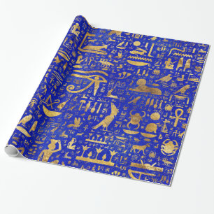Ägyptische Hieroglyphen - Lapis Lazuli und Gold Geschenkpapier