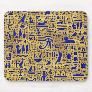 Ägyptische Hieroglyphen Lapis Lazuli und Gold Mousepad