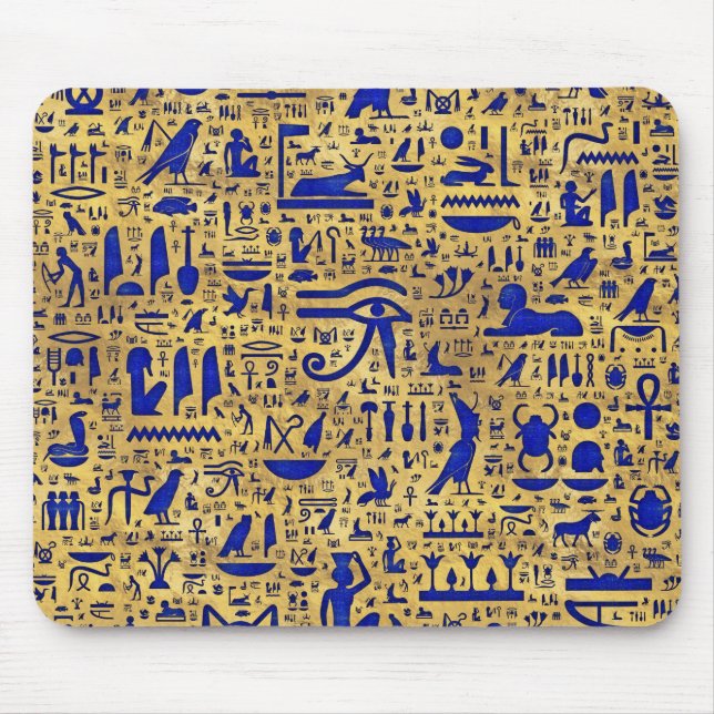 Ägyptische Hieroglyphen Lapis Lazuli und Gold Mousepad (Vorne)