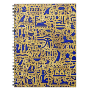 Ägyptische Hieroglyphen Lapis Lazuli und Gold Notizblock