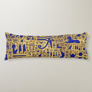 Ägyptische Hieroglyphen-Lapis-Lazuli und Gold Seitenschläferkissen