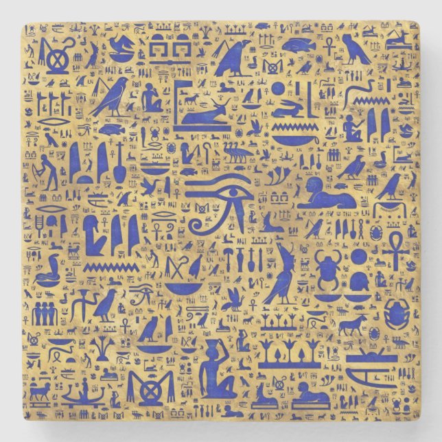 Ägyptische Hieroglyphen-Lapis-Lazuli und Gold Steinuntersetzer (Vorderseite)