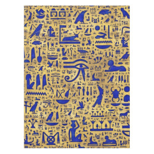 Ägyptische Hieroglyphen-Lapis-Lazuli und Gold Tischdecke
