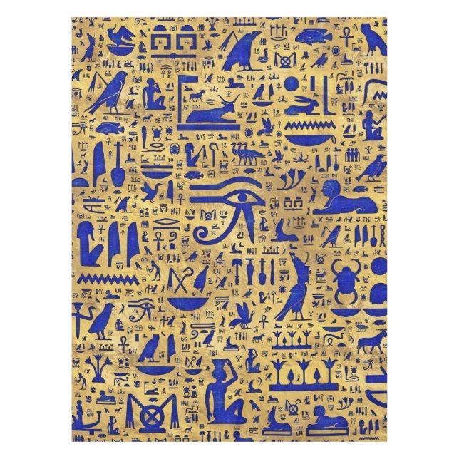 Ägyptische Hieroglyphen-Lapis-Lazuli und Gold Tischdecke (Vorderseite)