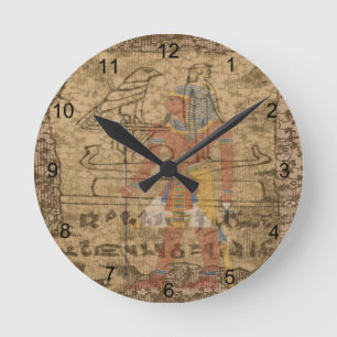 Ägyptische Hieroglyphen Runde Wanduhr