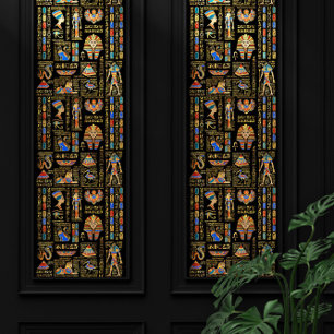 Ägyptische Hieroglyphen und Gottheiten auf schwarz Tapete