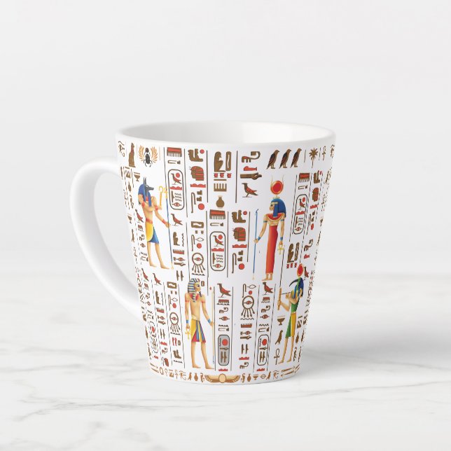 Ägyptische Hieroglyphen und Gottheiten aus Gold au Milchtasse (Linke Ecke)