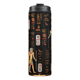 Ägyptische Hieroglyphen und Gottheiten aus Gold au Thermosbecher