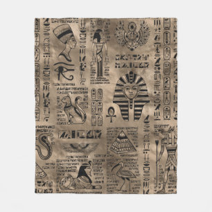 Ägyptische Hieroglyphen und Gottheiten - Luxusgol Fleecedecke