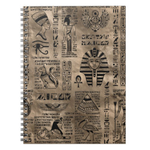 Ägyptische Hieroglyphen und Gottheiten - Luxusgold Notizblock