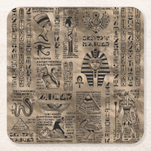 Ägyptische Hieroglyphen und Gottheiten - Luxusgold Rechteckiger Pappuntersetzer
