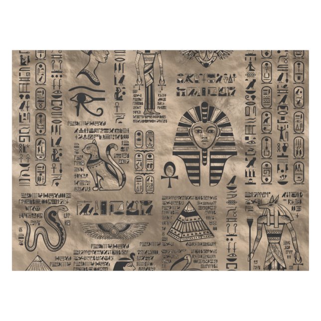 Ägyptische Hieroglyphen und Gottheiten - Luxusgold Tischdecke (Vorderseite (Horizontal))
