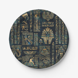Ägyptische Hieroglyphen und Gottheiten - Pappteller