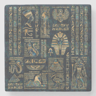Ägyptische Hieroglyphen und Gottheiten - Steinuntersetzer