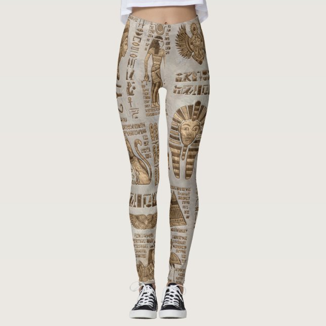 Ägyptische Hieroglyphen und Gottheiten - Vintages  Leggings (Vorderseite)