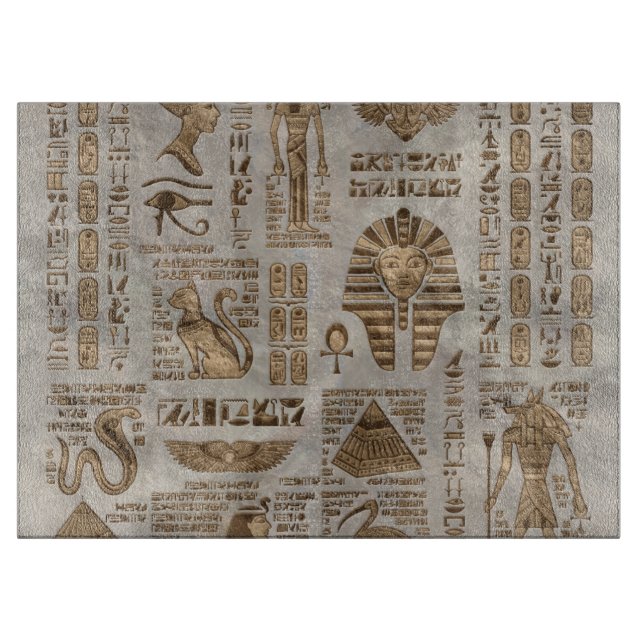 Ägyptische Hieroglyphen und Gottheiten - Vintages Schneidebrett (Vorderseite)