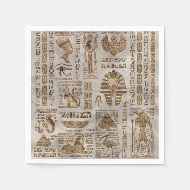 Ägyptische Hieroglyphen und Gottheiten - Vintages  Serviette (Vorderseite)