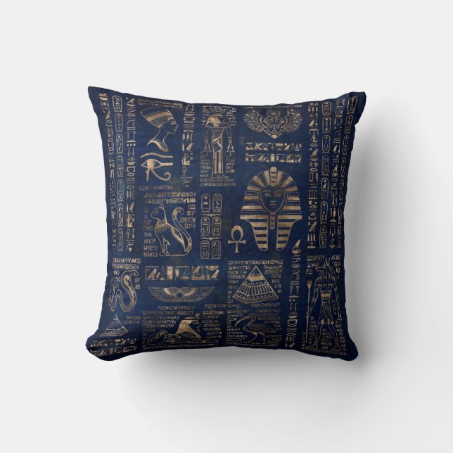 Ägyptische Hieroglyphen und Gottheitgold auf Kissen (Vorderseite)
