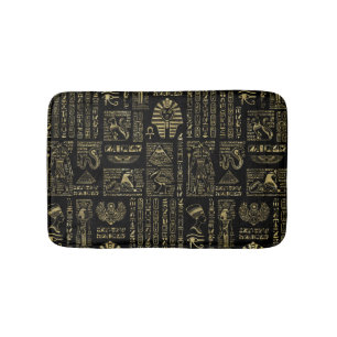 Ägyptische Hieroglyphen und Gottheitsgold auf Badematte