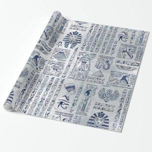 Ägyptische Hieroglyphen und Gottheitsohrschnecke Geschenkpapier