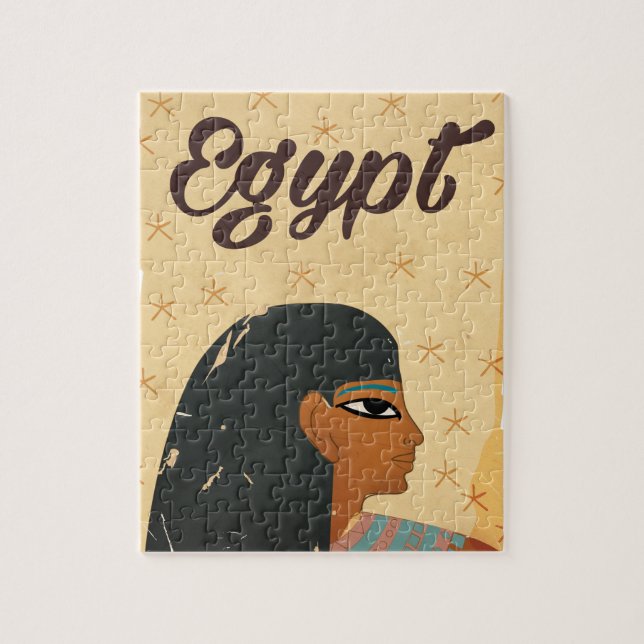Ägyptische Hieroglyphen Vintage Reiseplakat Puzzle (Vertikal)
