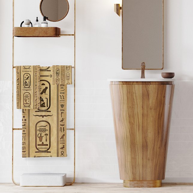 Ägyptische Hieroglyphen Vintage Textur Badhandtuch Set (Von Creator hochgeladen)
