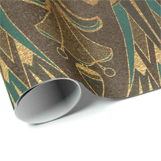 Ägyptische Hieroglyphics Papyrus Antique Leafs Geschenkpapier (Rolleneckpunkt)