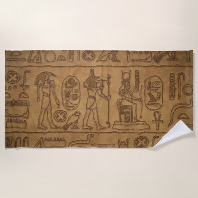 Ägyptische Hieroglyphische Kunst Strandtuch (Vorderseite)