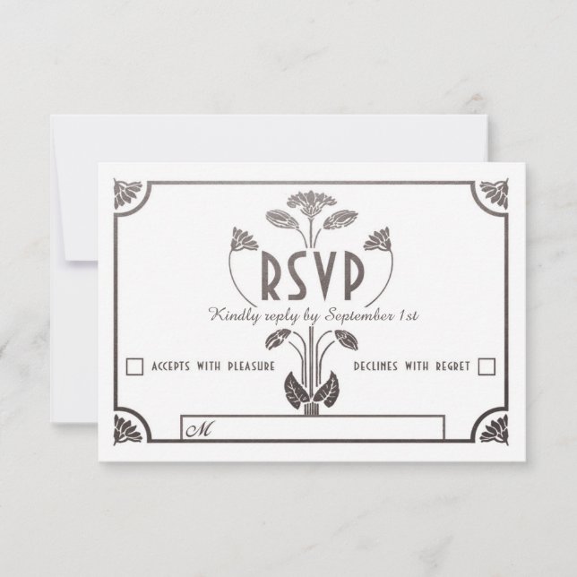 Ägyptische Hochzeitskarte für Hochzeiten - Silber  RSVP Karte (Vorderseite)
