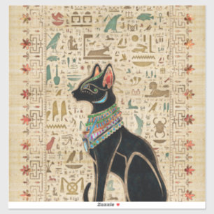 Ägyptische Katze - Bastet auf Papyrus Aufkleber