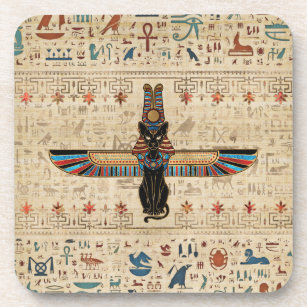 Ägyptische Katze - Bastet auf Papyrus Getränkeuntersetzer