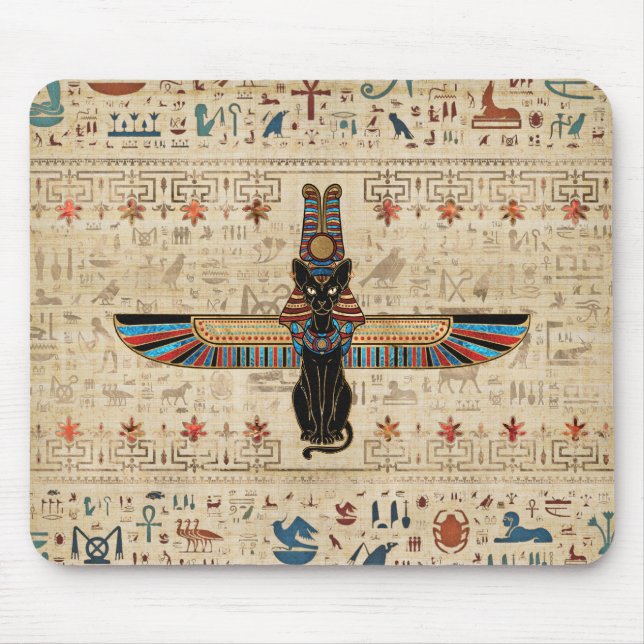 Ägyptische Katze - Bastet auf Papyrus Mousepad (Vorne)