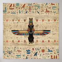Ägyptische Katze - Bastet auf Papyrus