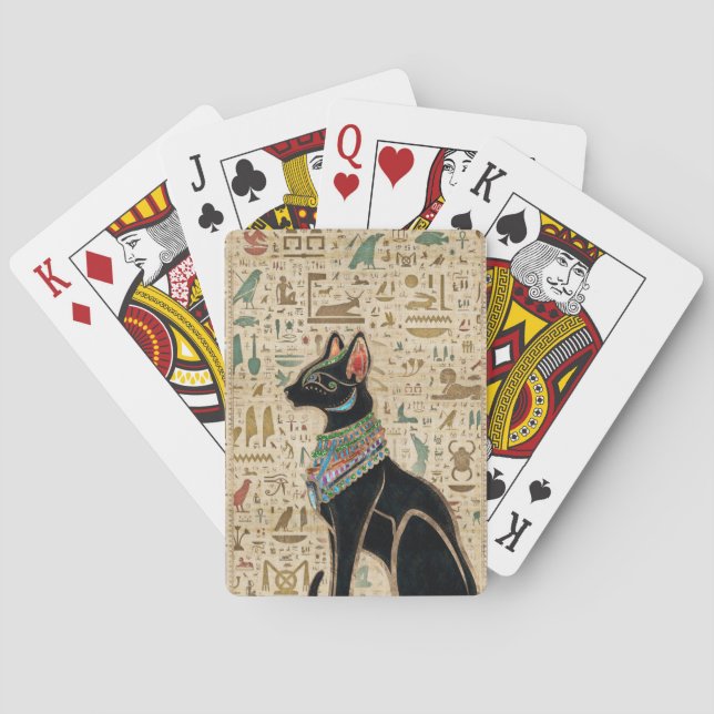 Ägyptische Katze - Bastet auf Papyrus Spielkarten (Rückseite)