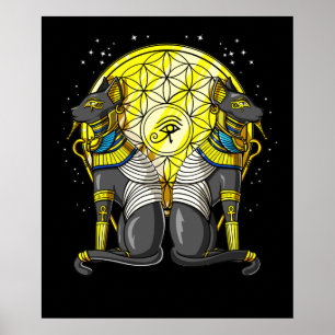 Ägyptische Katze Goddess Bastet Ankh Sacred Geomet Poster