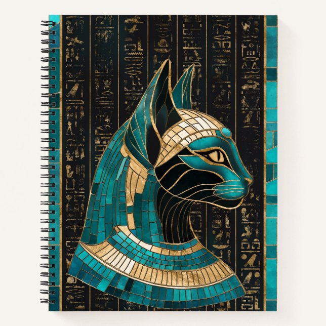 Ägyptische Katze Goddess Bastet - Mosaikkunst Notizbuch (Vorderseite)