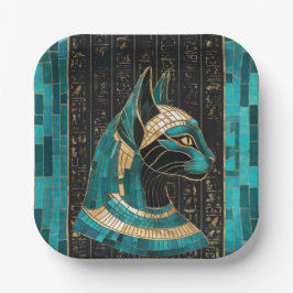 Ägyptische Katze Goddess Bastet - Mosaikkunst Pappteller