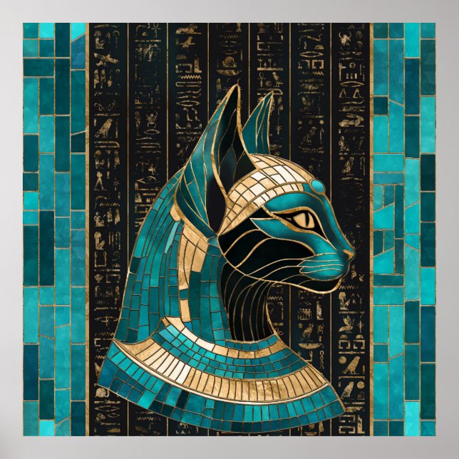 Ägyptische Katze Goddess Bastet - Mosaikkunst Poster (Vorne)