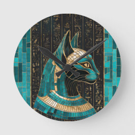 Ägyptische Katze Goddess Bastet - Mosaikkunst Runde Wanduhr