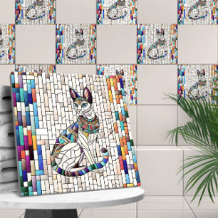 Ägyptische Katze - Mosaikkunst Fliese