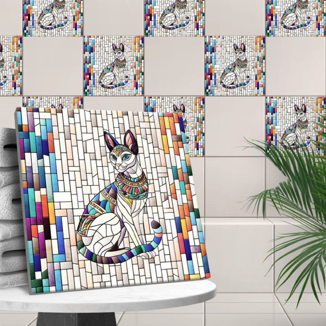 Ägyptische Katze - Mosaikkunst Fliese (Von Creator hochgeladen)