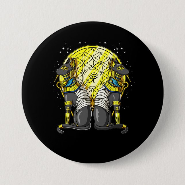 Ägyptische Katzen-Göttin Bastet Ankh heilige Button (Vorderseite)