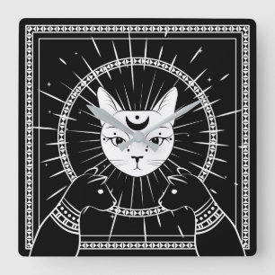 Ägyptische Katzen Quadratische Wanduhr