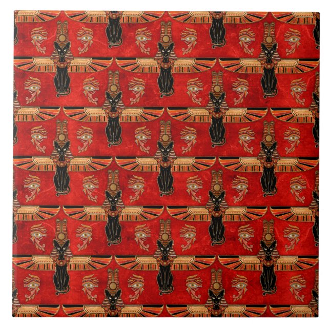 Ägyptische Katzen und Auge des Horus Fliese (Vorderseite)