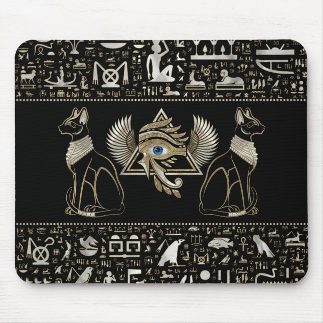 Ägyptische Katzen und Auge des Horus Mousepad (Vorne)