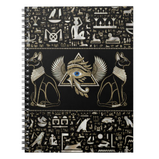Ägyptische Katzen und Auge des Horus Notizblock
