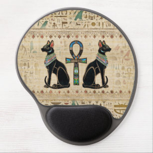 Ägyptische Katzen und Knöchelkreuz Gel Mousepad