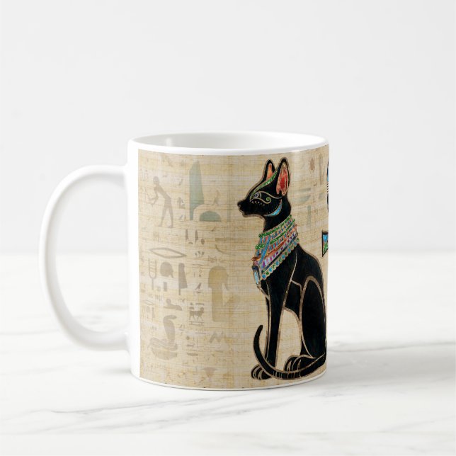 Ägyptische Katzen und Knöchelkreuz Kaffeetasse (Links)